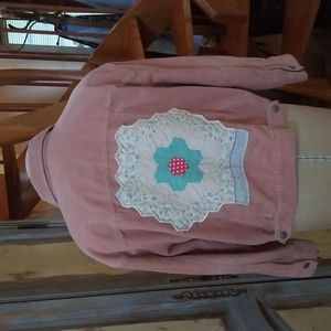 ALTERED Corduroy  jean jacket refurbished with vintage materials.